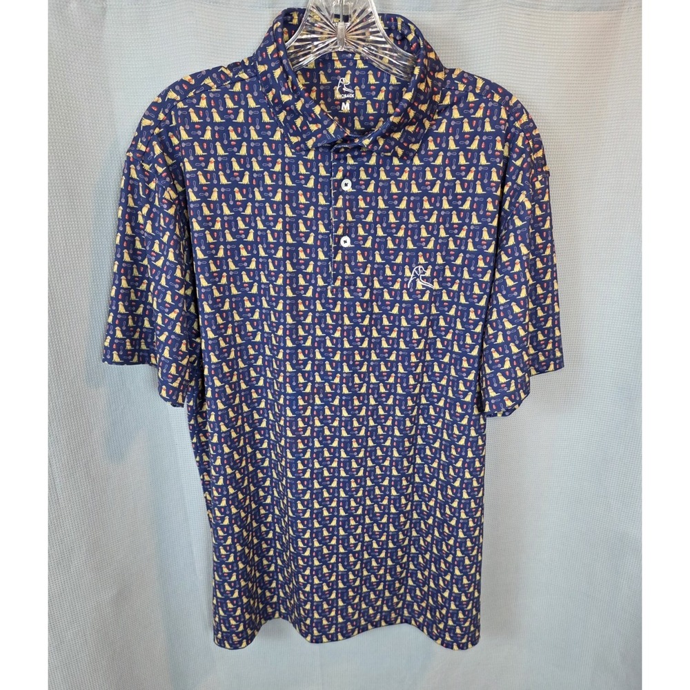 Rhoback Men's Golf Polo Shirt Med, Navy Blue, Golden Retriever Dog Performance